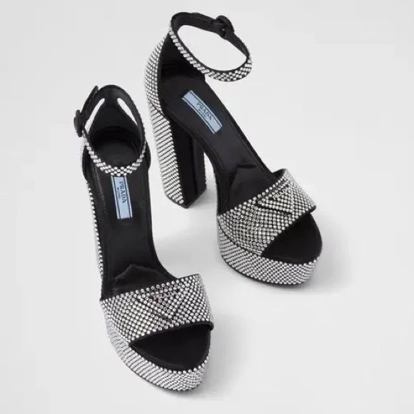 EUC PRADA Embellished satin platform sandals $2,100 39 - Picture 7 of 17